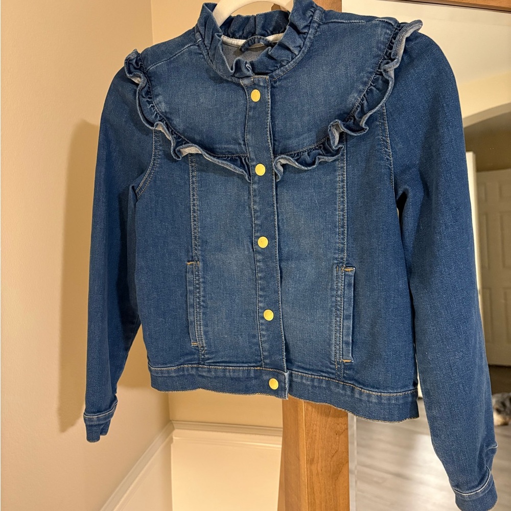 Girls' Blue Denim Ruffle Jacket